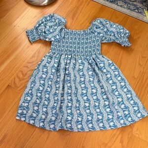 Hill House The Athena Nap Dress size S blue linear floral poly crepe